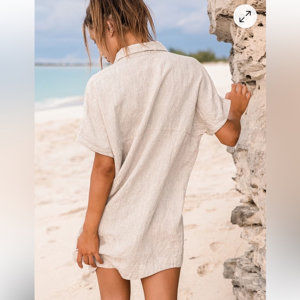 Classic Beige Linen Short Sleeve Shirt Dress
Rhythm - Picture 2 of 6